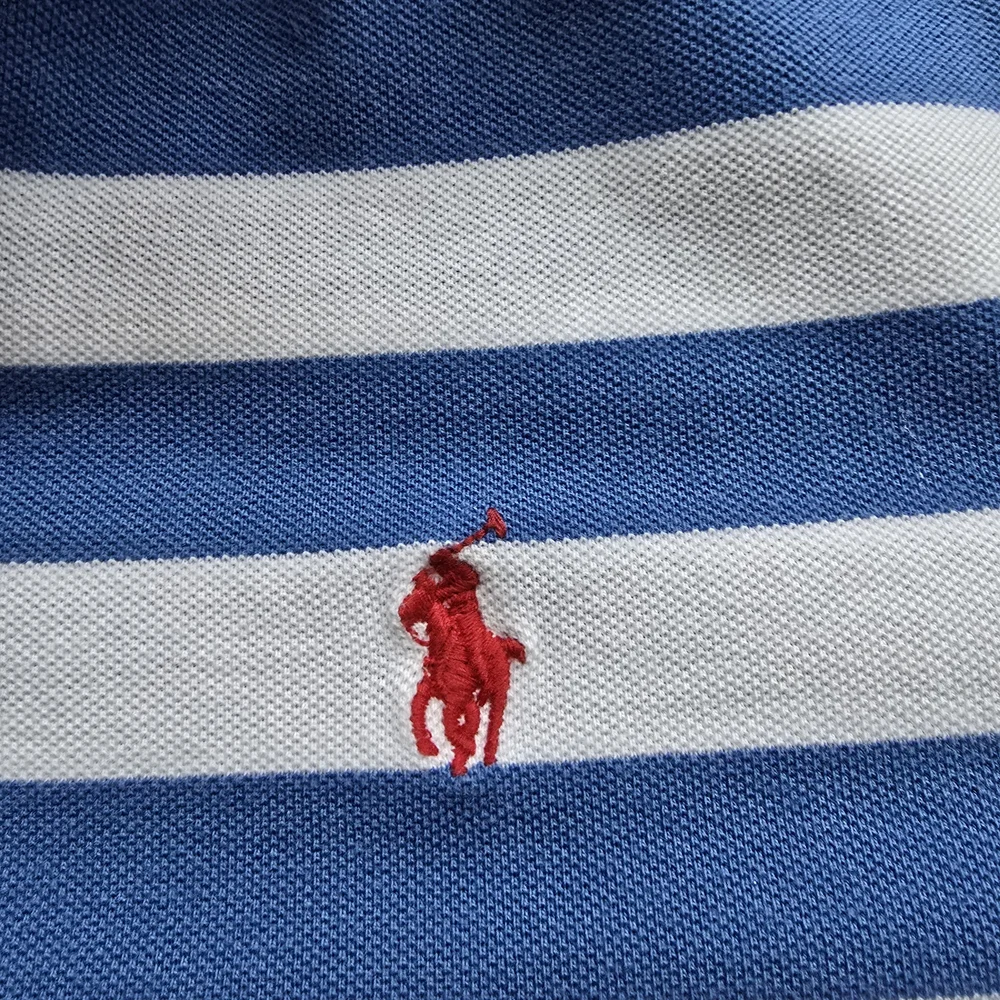 Ralph Lauren Striped Polo in Blue and White Preppy Backyard BBQ Collegiate
